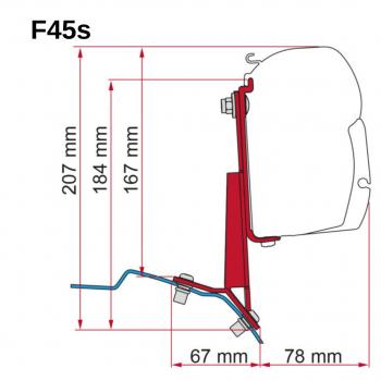 Komplettset: Markise Fiamma F45s mit Adapter Montage Flachdach Custom ab 2012 Fahrerseite mit Adapter #98655Z170